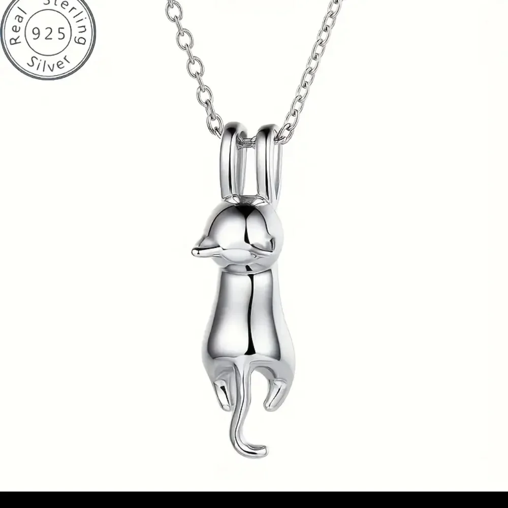 Sterling Silver Cat Pendant Minimalist Necklace